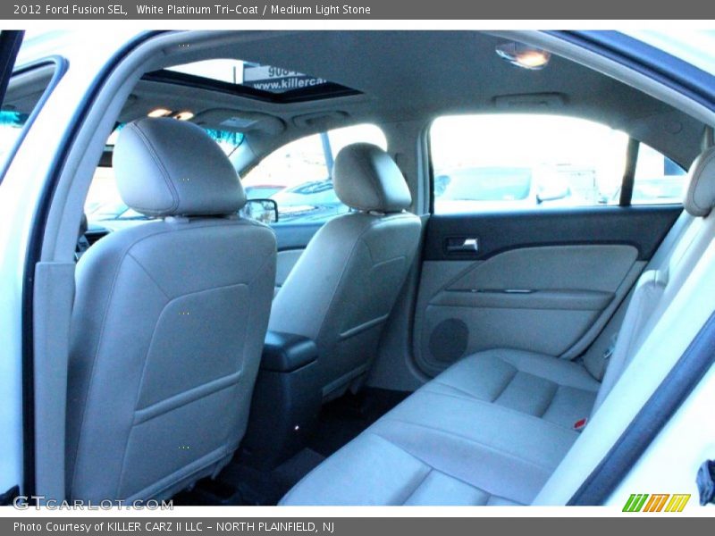 White Platinum Tri-Coat / Medium Light Stone 2012 Ford Fusion SEL