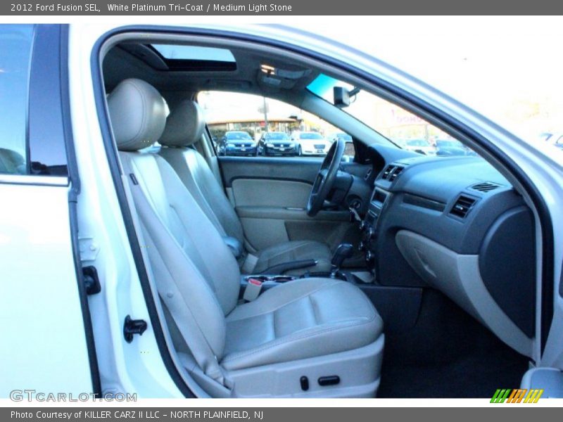 White Platinum Tri-Coat / Medium Light Stone 2012 Ford Fusion SEL