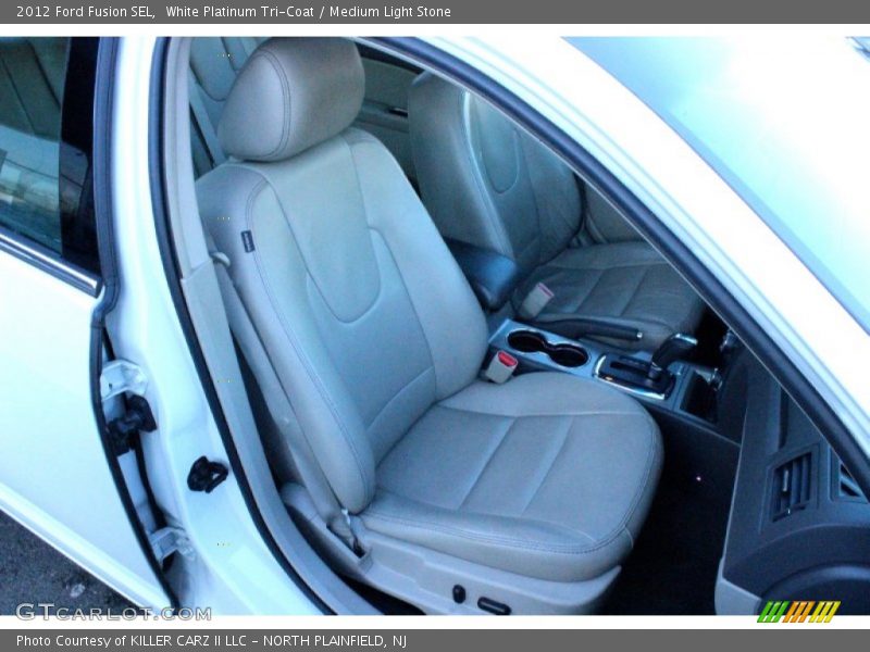 White Platinum Tri-Coat / Medium Light Stone 2012 Ford Fusion SEL