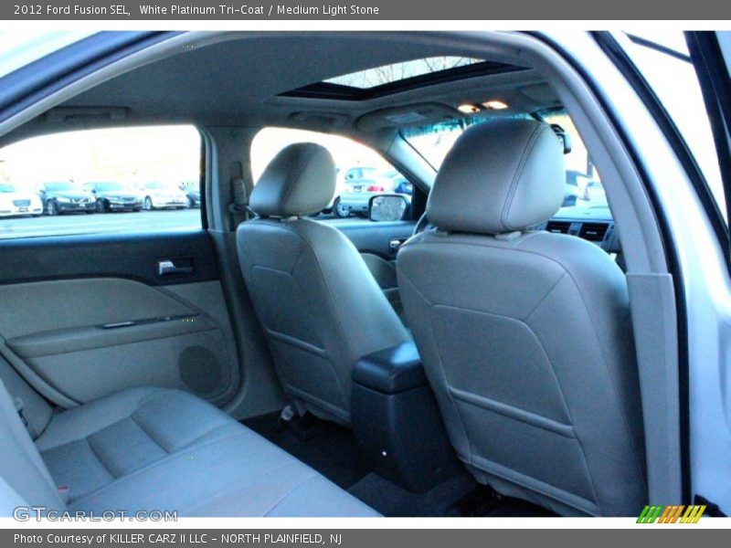 White Platinum Tri-Coat / Medium Light Stone 2012 Ford Fusion SEL