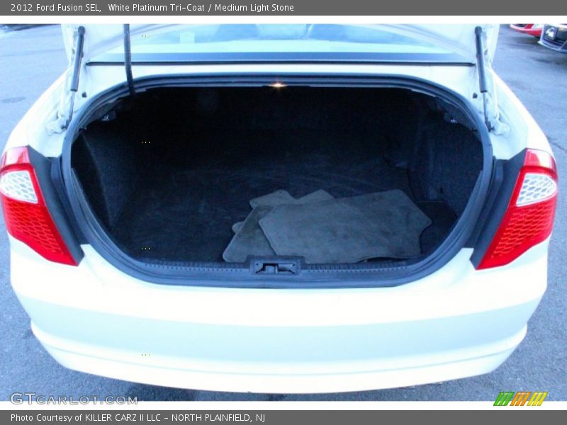 White Platinum Tri-Coat / Medium Light Stone 2012 Ford Fusion SEL