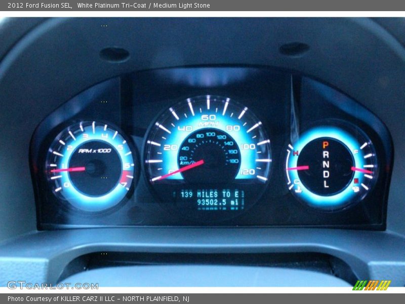 White Platinum Tri-Coat / Medium Light Stone 2012 Ford Fusion SEL