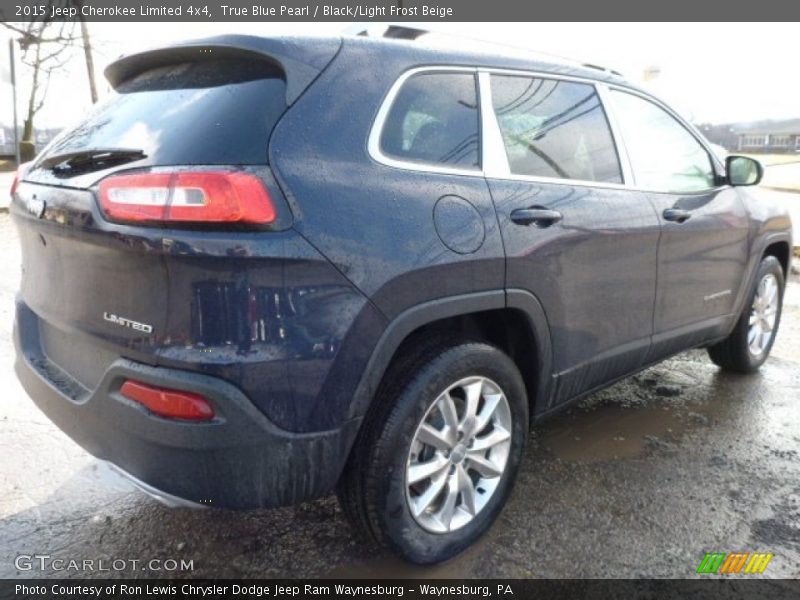 True Blue Pearl / Black/Light Frost Beige 2015 Jeep Cherokee Limited 4x4