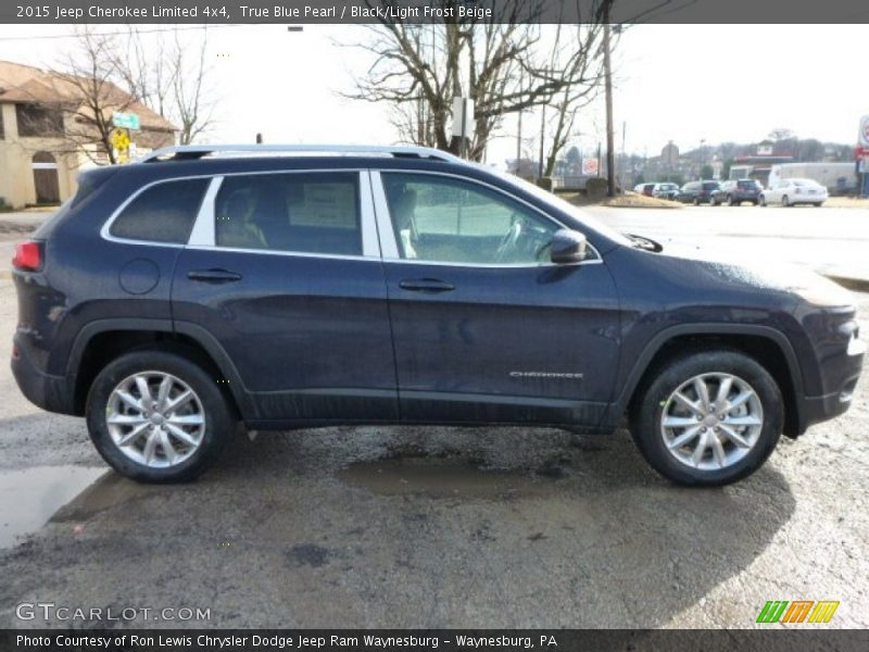 True Blue Pearl / Black/Light Frost Beige 2015 Jeep Cherokee Limited 4x4