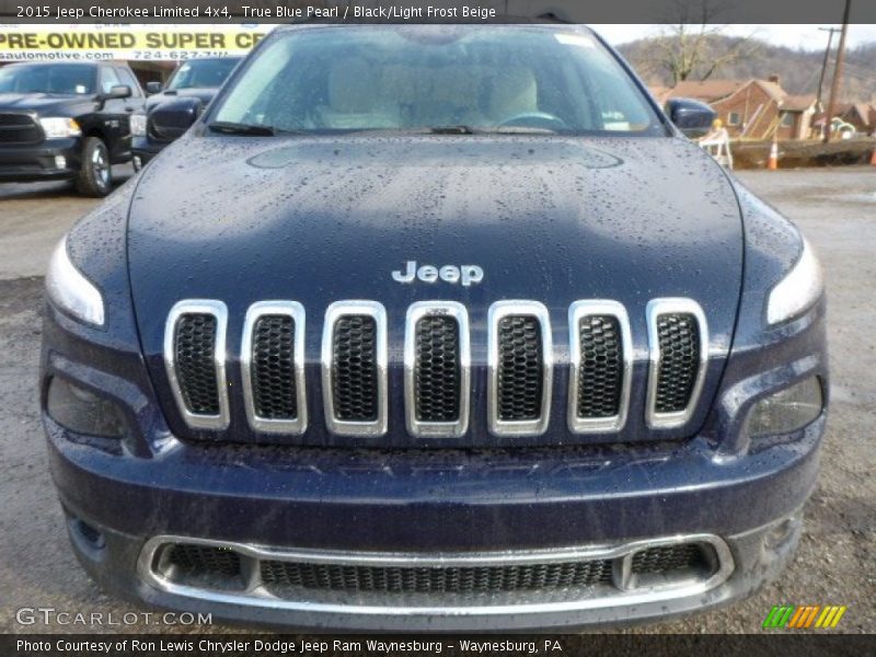 True Blue Pearl / Black/Light Frost Beige 2015 Jeep Cherokee Limited 4x4