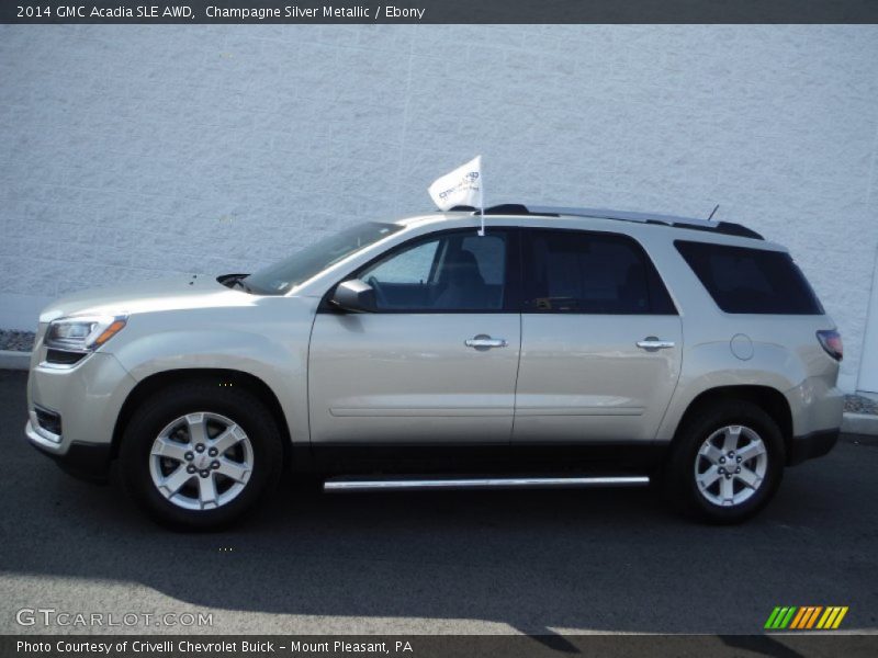 Champagne Silver Metallic / Ebony 2014 GMC Acadia SLE AWD