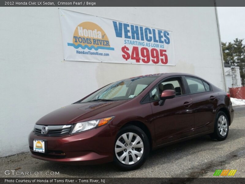 Crimson Pearl / Beige 2012 Honda Civic LX Sedan