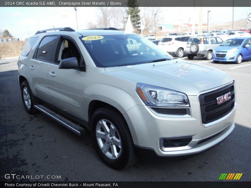 Champagne Silver Metallic / Ebony 2014 GMC Acadia SLE AWD