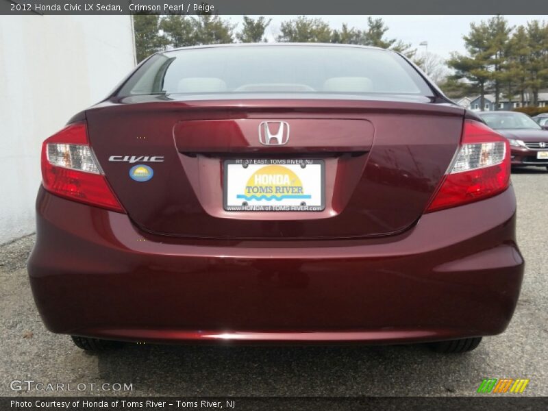 Crimson Pearl / Beige 2012 Honda Civic LX Sedan