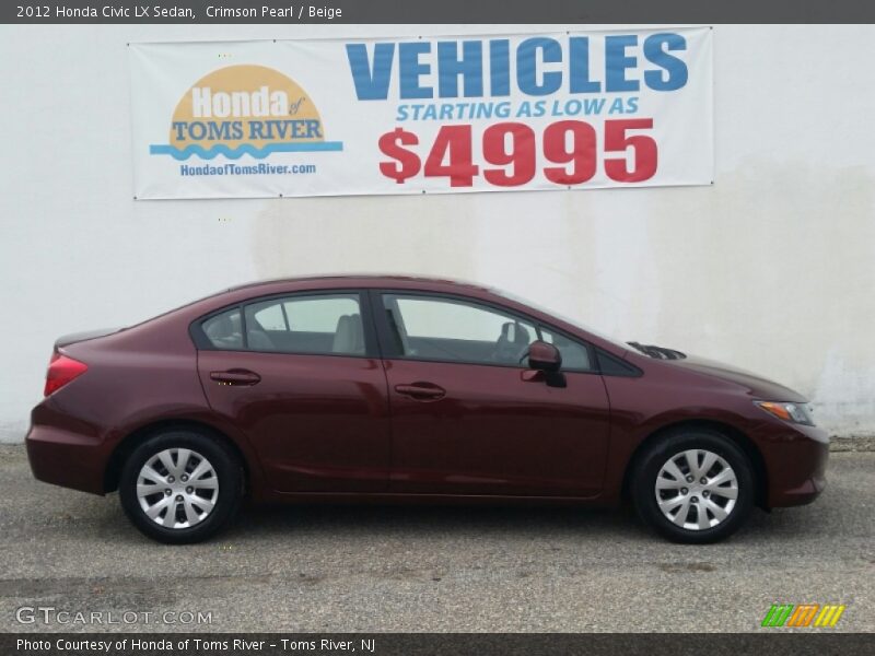 Crimson Pearl / Beige 2012 Honda Civic LX Sedan