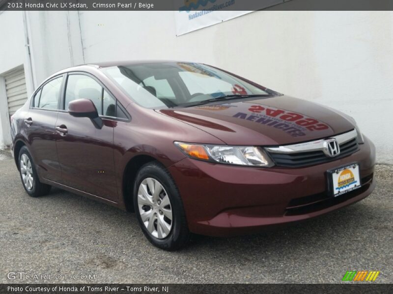 Crimson Pearl / Beige 2012 Honda Civic LX Sedan