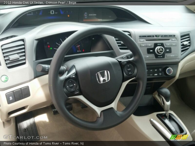 Crimson Pearl / Beige 2012 Honda Civic LX Sedan