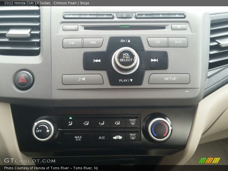 Crimson Pearl / Beige 2012 Honda Civic LX Sedan