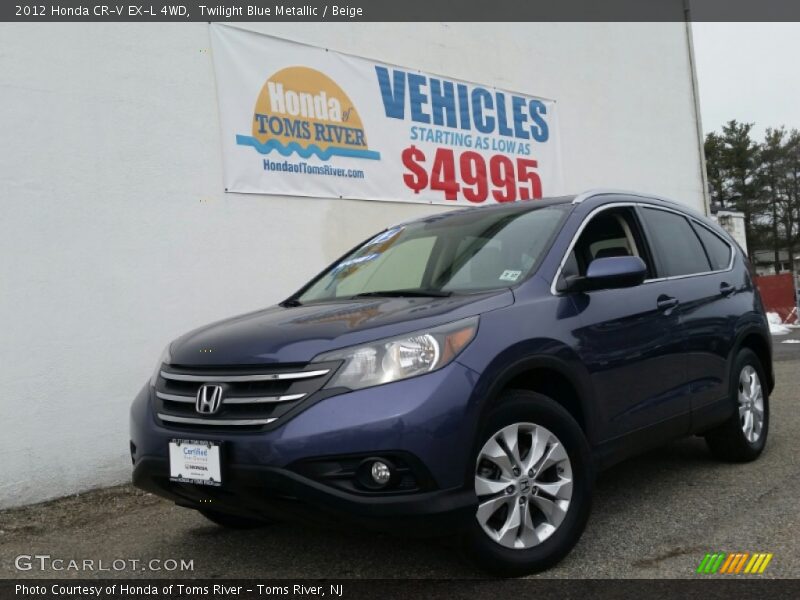 Twilight Blue Metallic / Beige 2012 Honda CR-V EX-L 4WD
