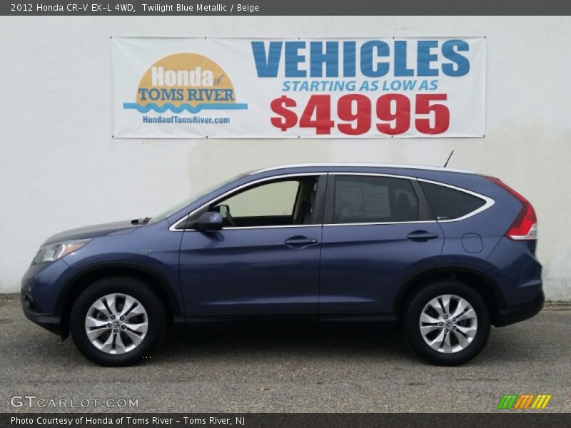 Twilight Blue Metallic / Beige 2012 Honda CR-V EX-L 4WD