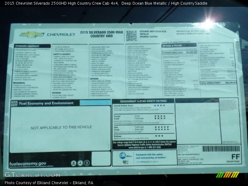  2015 Silverado 2500HD High Country Crew Cab 4x4 Window Sticker