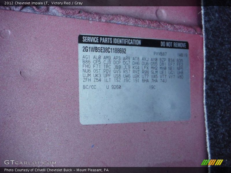 Victory Red / Gray 2012 Chevrolet Impala LT