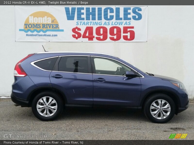 Twilight Blue Metallic / Beige 2012 Honda CR-V EX-L 4WD
