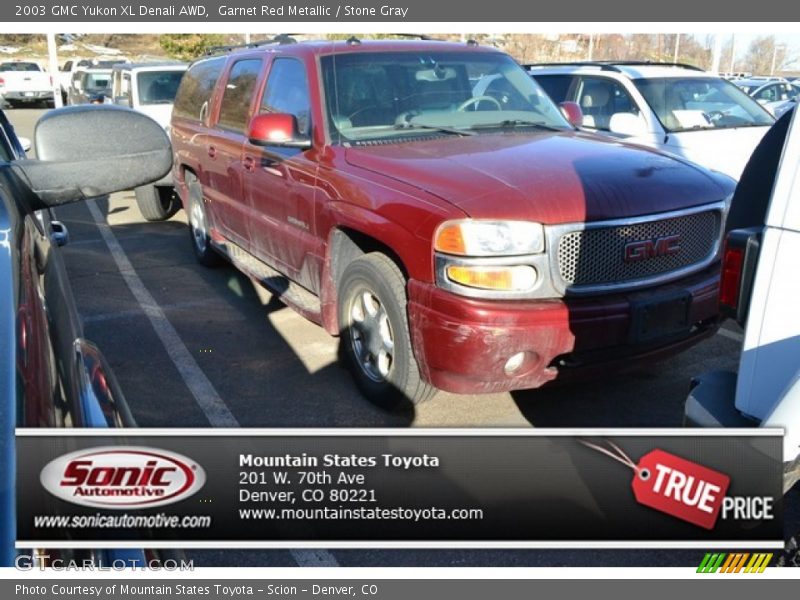 Garnet Red Metallic / Stone Gray 2003 GMC Yukon XL Denali AWD