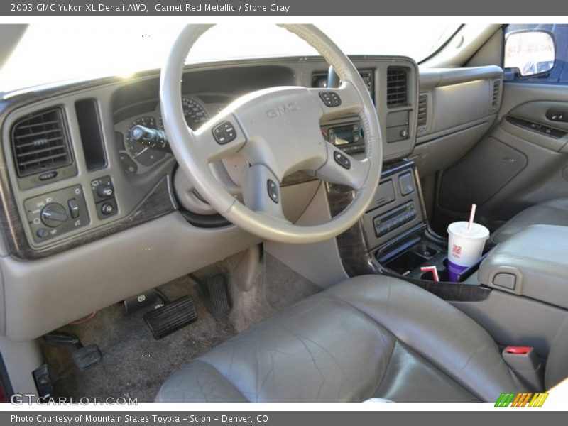 Garnet Red Metallic / Stone Gray 2003 GMC Yukon XL Denali AWD