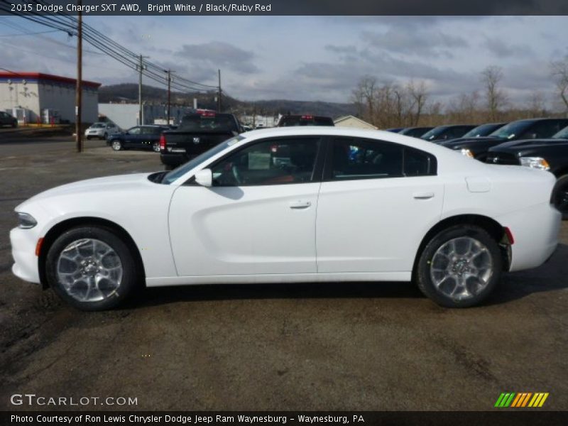 Bright White / Black/Ruby Red 2015 Dodge Charger SXT AWD