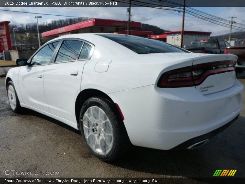 Bright White / Black/Ruby Red 2015 Dodge Charger SXT AWD