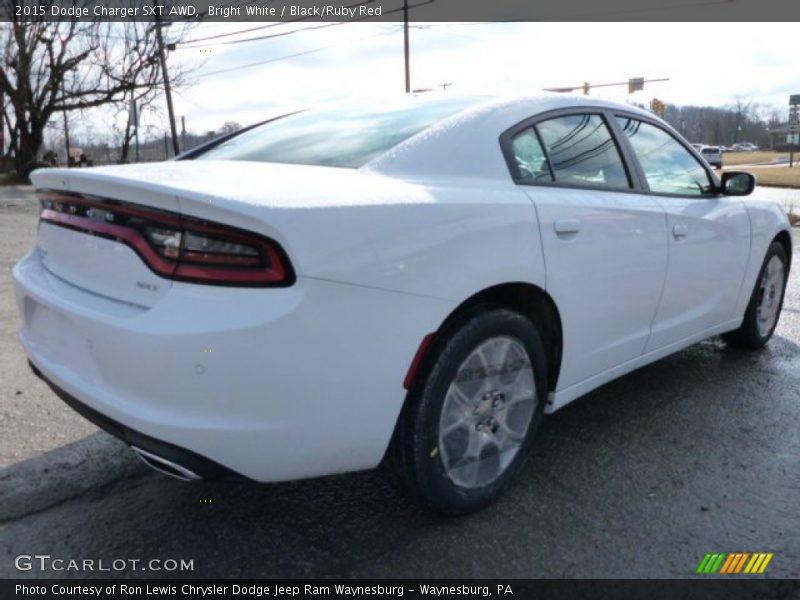 Bright White / Black/Ruby Red 2015 Dodge Charger SXT AWD