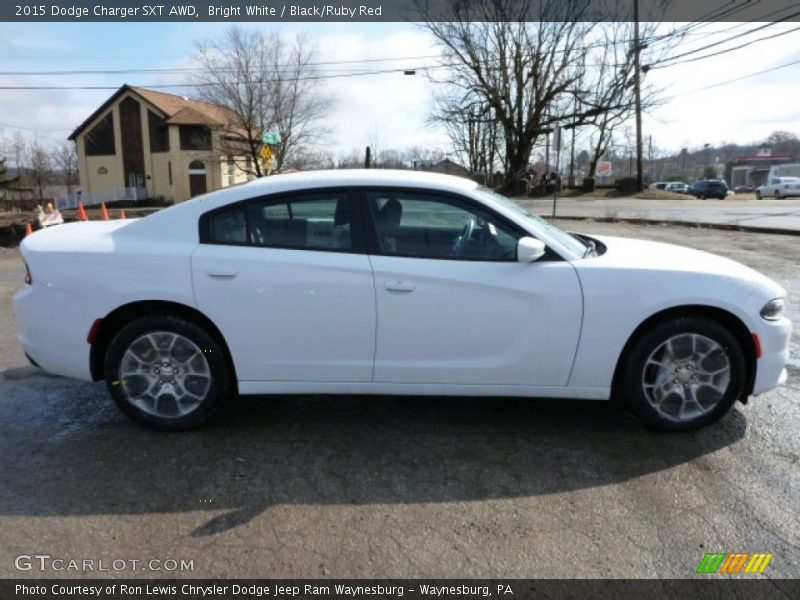 Bright White / Black/Ruby Red 2015 Dodge Charger SXT AWD