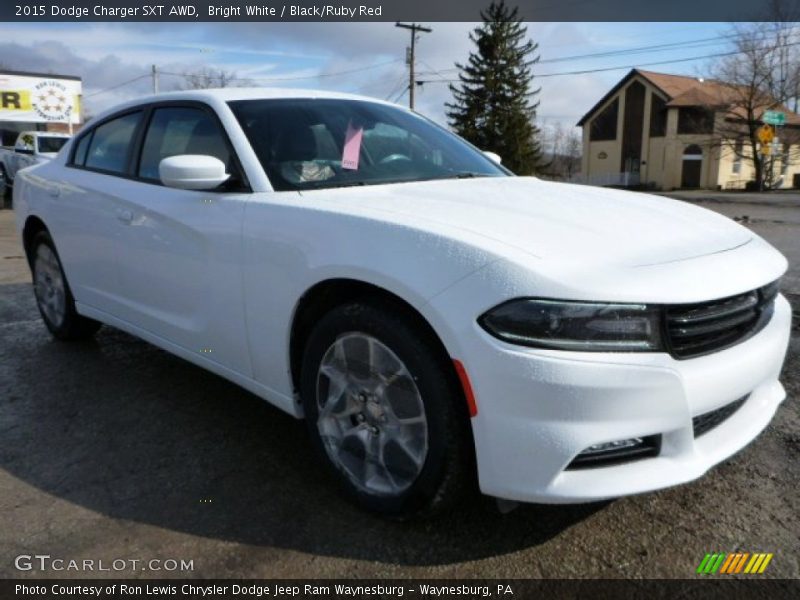 Bright White / Black/Ruby Red 2015 Dodge Charger SXT AWD