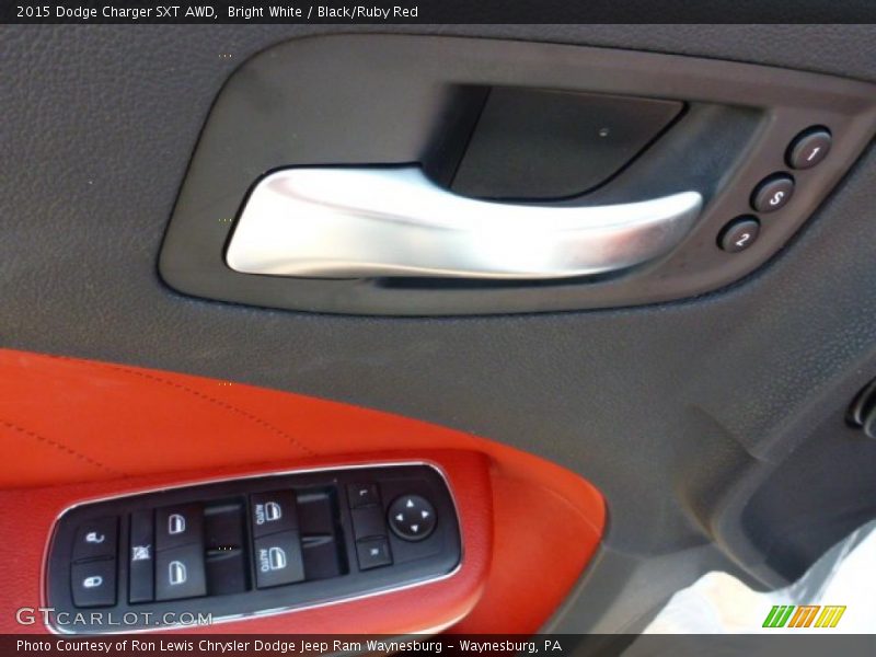 Bright White / Black/Ruby Red 2015 Dodge Charger SXT AWD