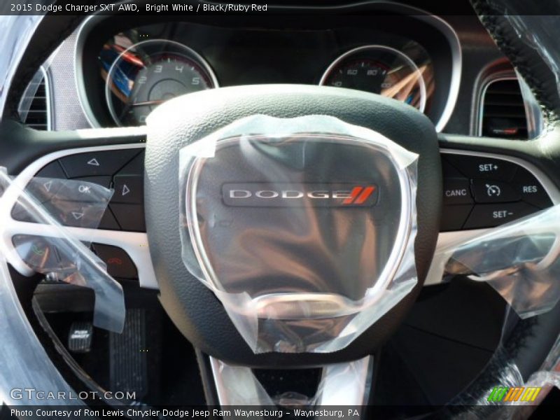 Bright White / Black/Ruby Red 2015 Dodge Charger SXT AWD