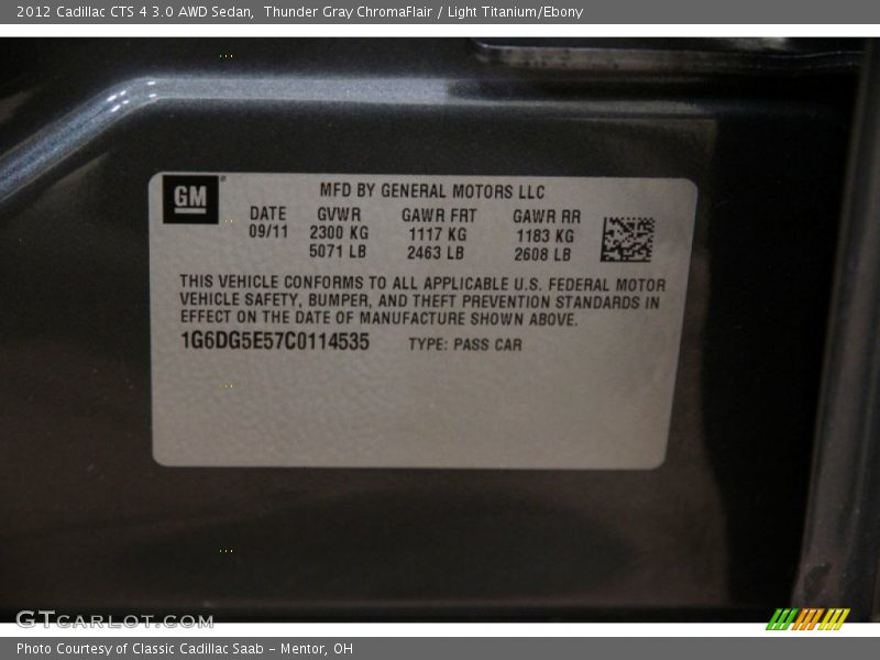 Thunder Gray ChromaFlair / Light Titanium/Ebony 2012 Cadillac CTS 4 3.0 AWD Sedan