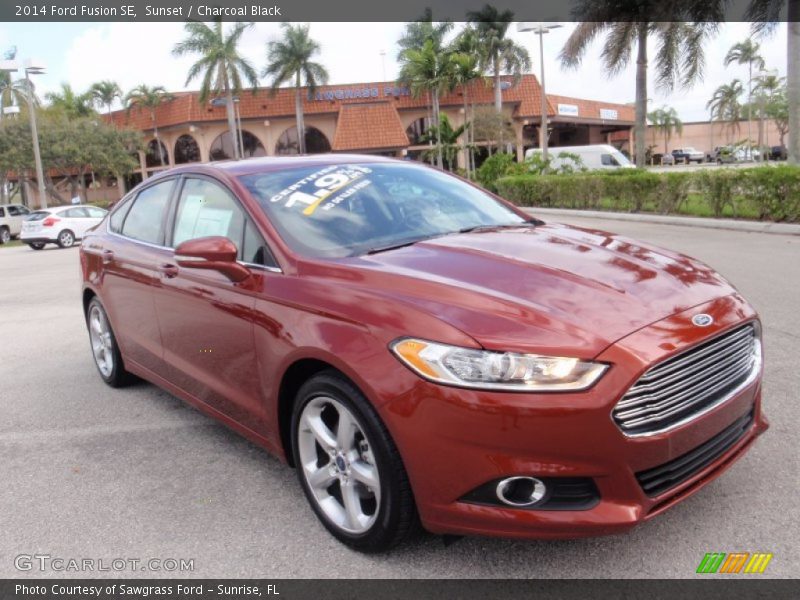 Sunset / Charcoal Black 2014 Ford Fusion SE