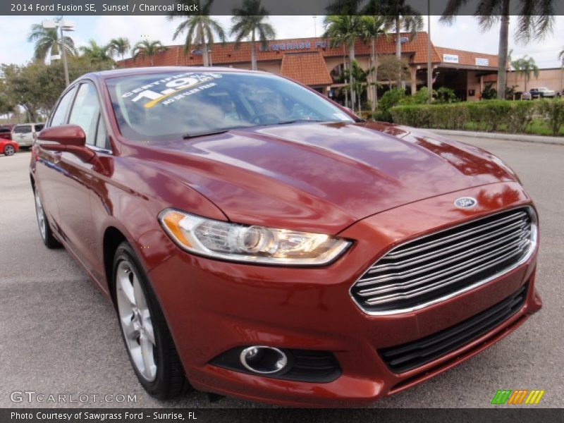 Sunset / Charcoal Black 2014 Ford Fusion SE