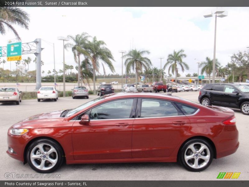 Sunset / Charcoal Black 2014 Ford Fusion SE