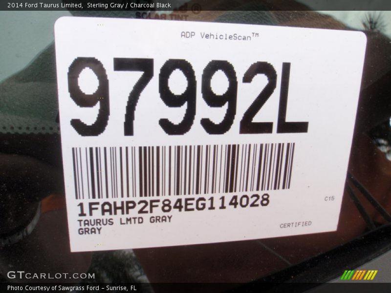 Sterling Gray / Charcoal Black 2014 Ford Taurus Limited
