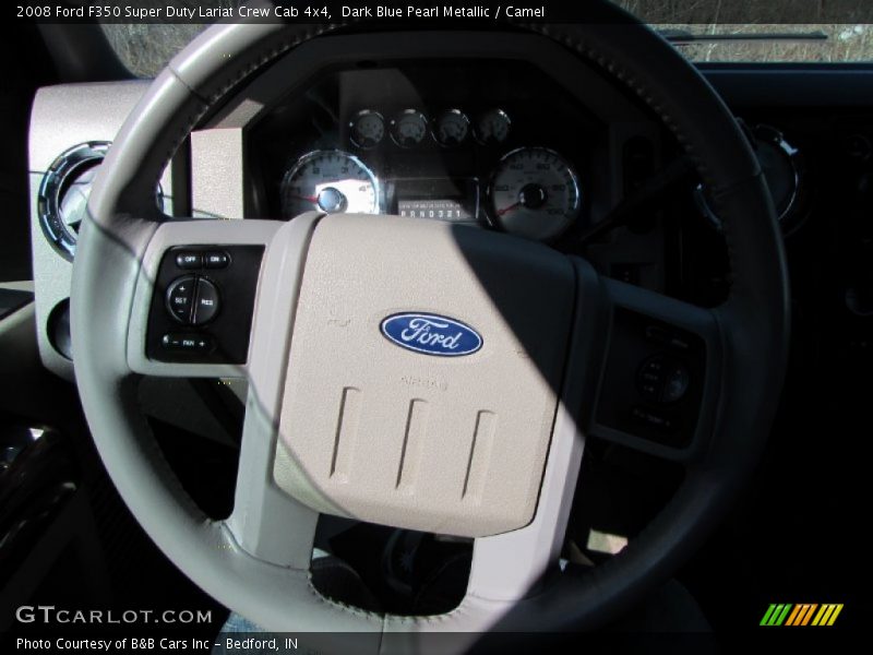 Dark Blue Pearl Metallic / Camel 2008 Ford F350 Super Duty Lariat Crew Cab 4x4