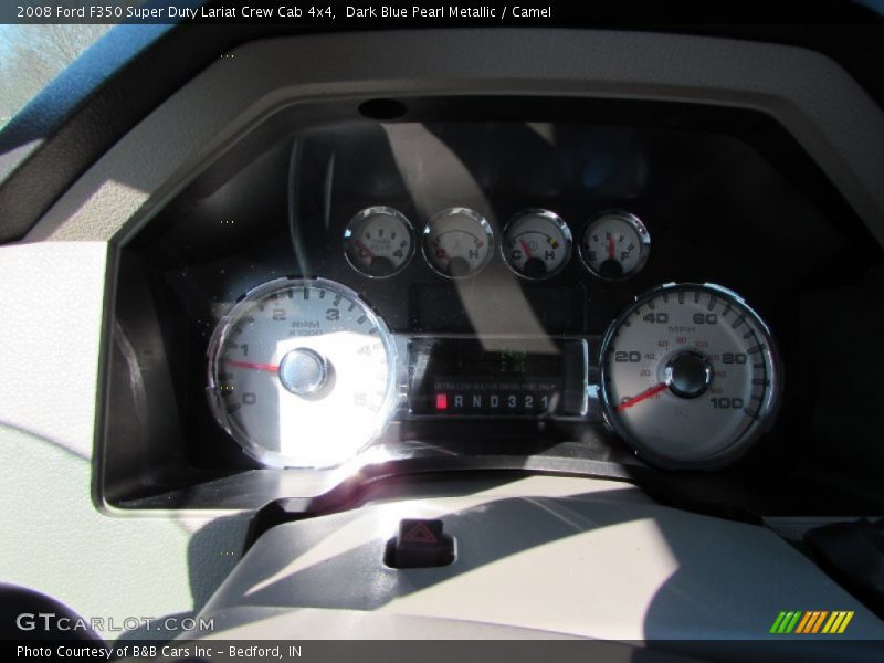 Dark Blue Pearl Metallic / Camel 2008 Ford F350 Super Duty Lariat Crew Cab 4x4
