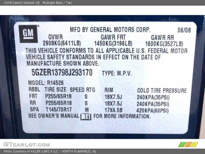 Midnight Blue / Tan 2008 Saturn Outlook XE