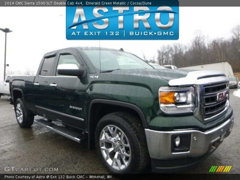 Emerald Green Metallic / Cocoa/Dune 2014 GMC Sierra 1500 SLT Double Cab 4x4