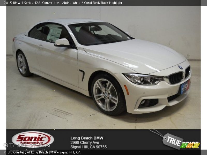 Alpine White / Coral Red/Black Highlight 2015 BMW 4 Series 428i Convertible