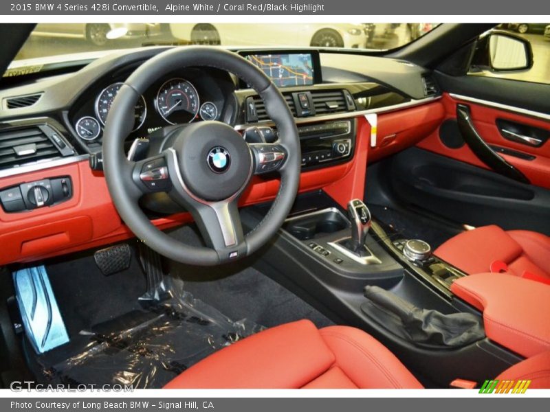 Alpine White / Coral Red/Black Highlight 2015 BMW 4 Series 428i Convertible