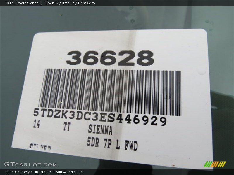 Silver Sky Metallic / Light Gray 2014 Toyota Sienna L