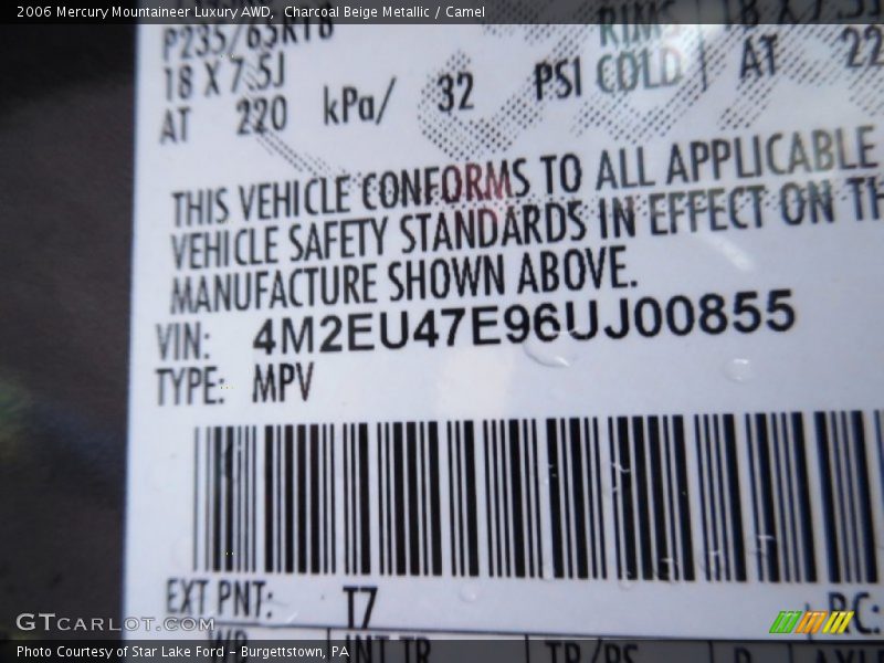 Charcoal Beige Metallic / Camel 2006 Mercury Mountaineer Luxury AWD