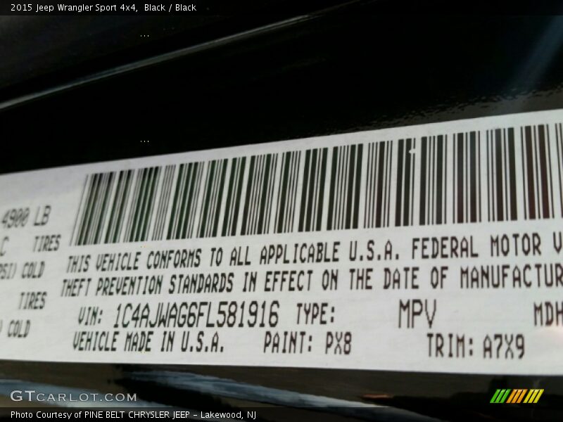 Black / Black 2015 Jeep Wrangler Sport 4x4