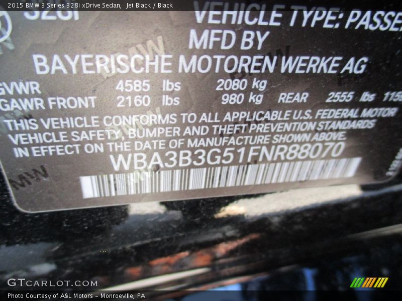 Jet Black / Black 2015 BMW 3 Series 328i xDrive Sedan