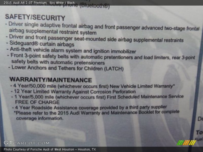 Ibis White / Black 2015 Audi A4 2.0T Premium