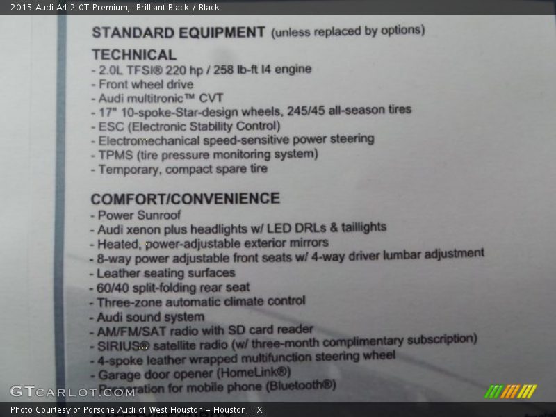 Brilliant Black / Black 2015 Audi A4 2.0T Premium