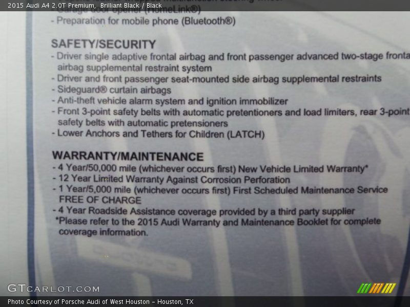 Brilliant Black / Black 2015 Audi A4 2.0T Premium