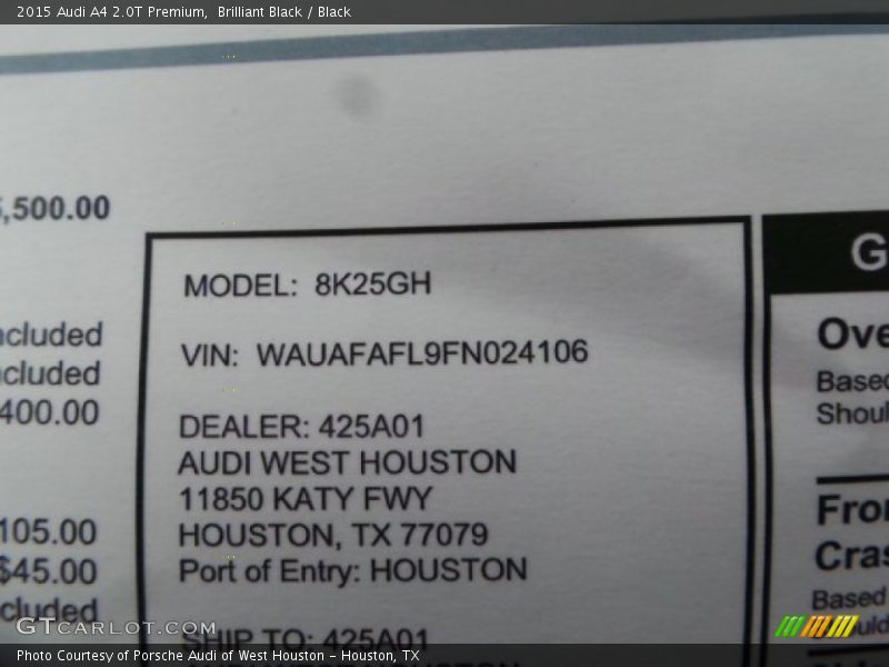 Brilliant Black / Black 2015 Audi A4 2.0T Premium